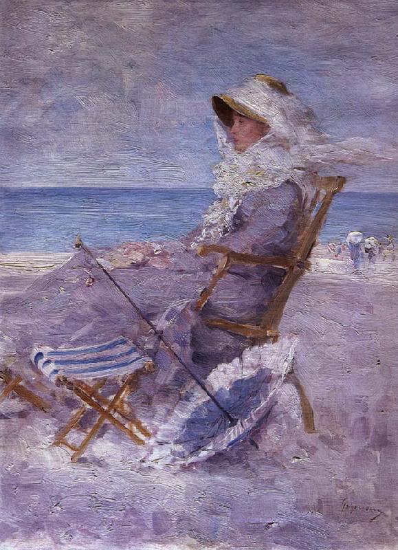 Nicolae Grigorescu On the Sea Shore or Woman on the Sea Shore oil painting picture